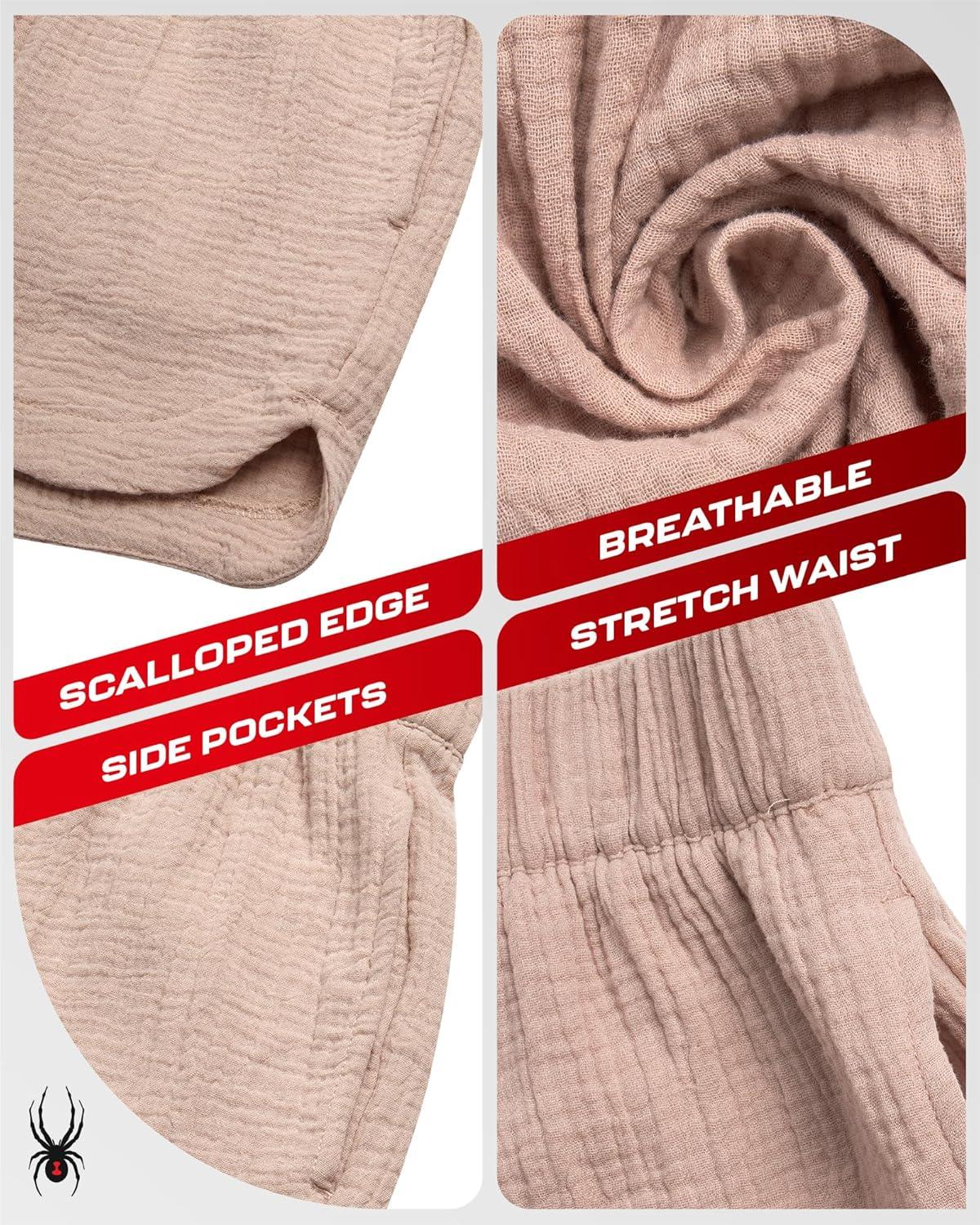 imageSpyder Womens Shorts Lightweight Breathable Woven Pull On Shorts for Women with Side Pockets for Casual Daily WearMushroom