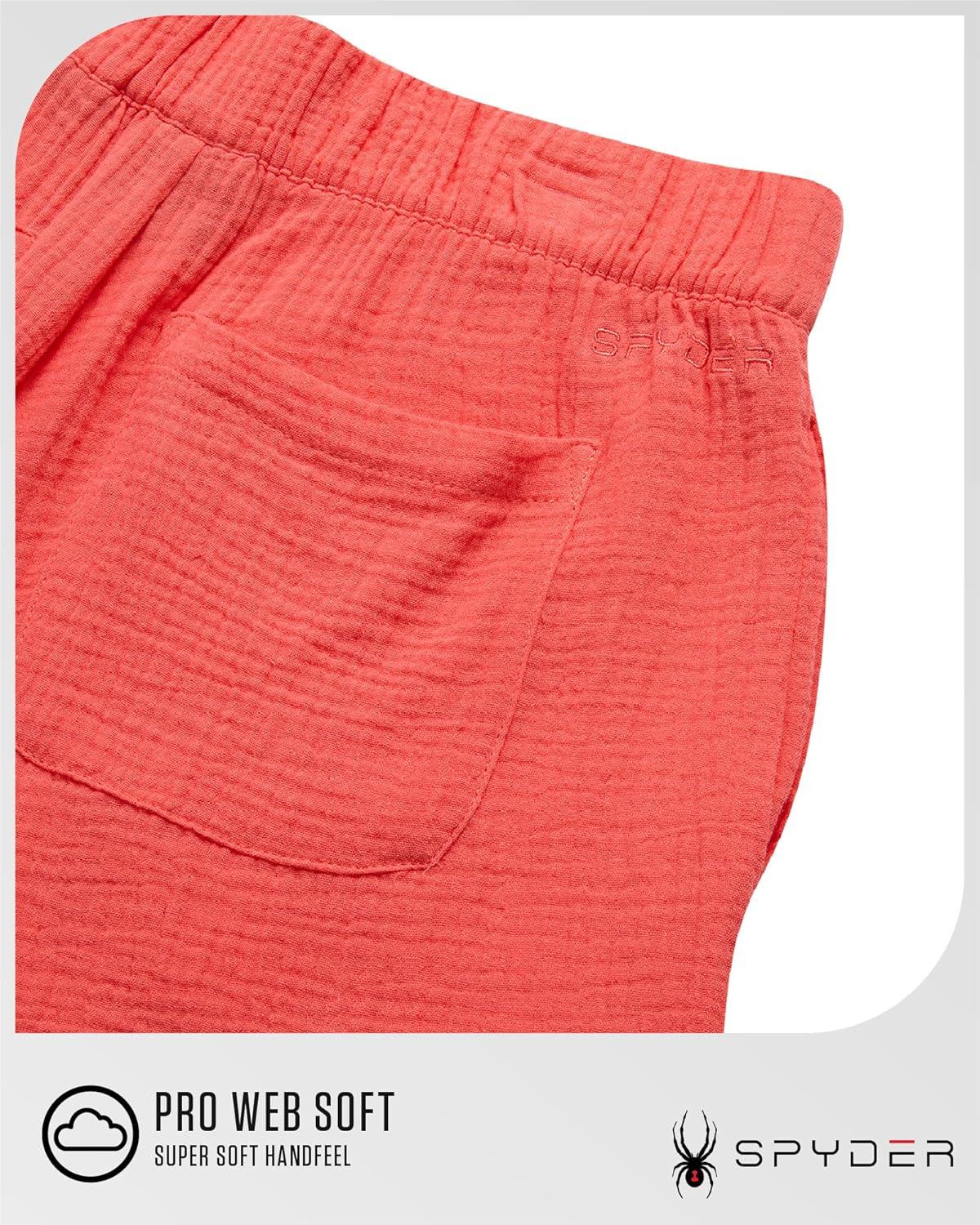 imageSpyder Womens Shorts Lightweight Breathable Woven Pull On Shorts for Women with Side Pockets for Casual Daily WearPeach Bud