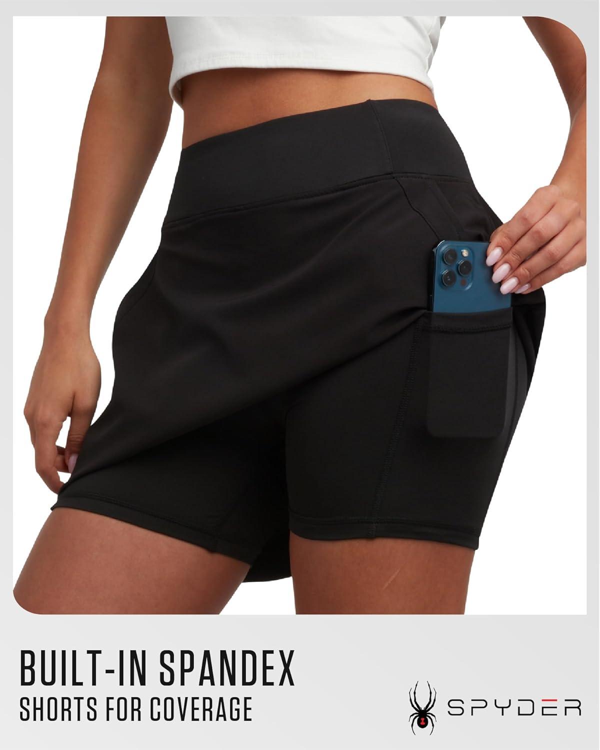 imageSpyder Womens Skort Athletic Stretch Mini Skorts for Women Performance Skirt with Built in Shorts for Golf and TennisBlack