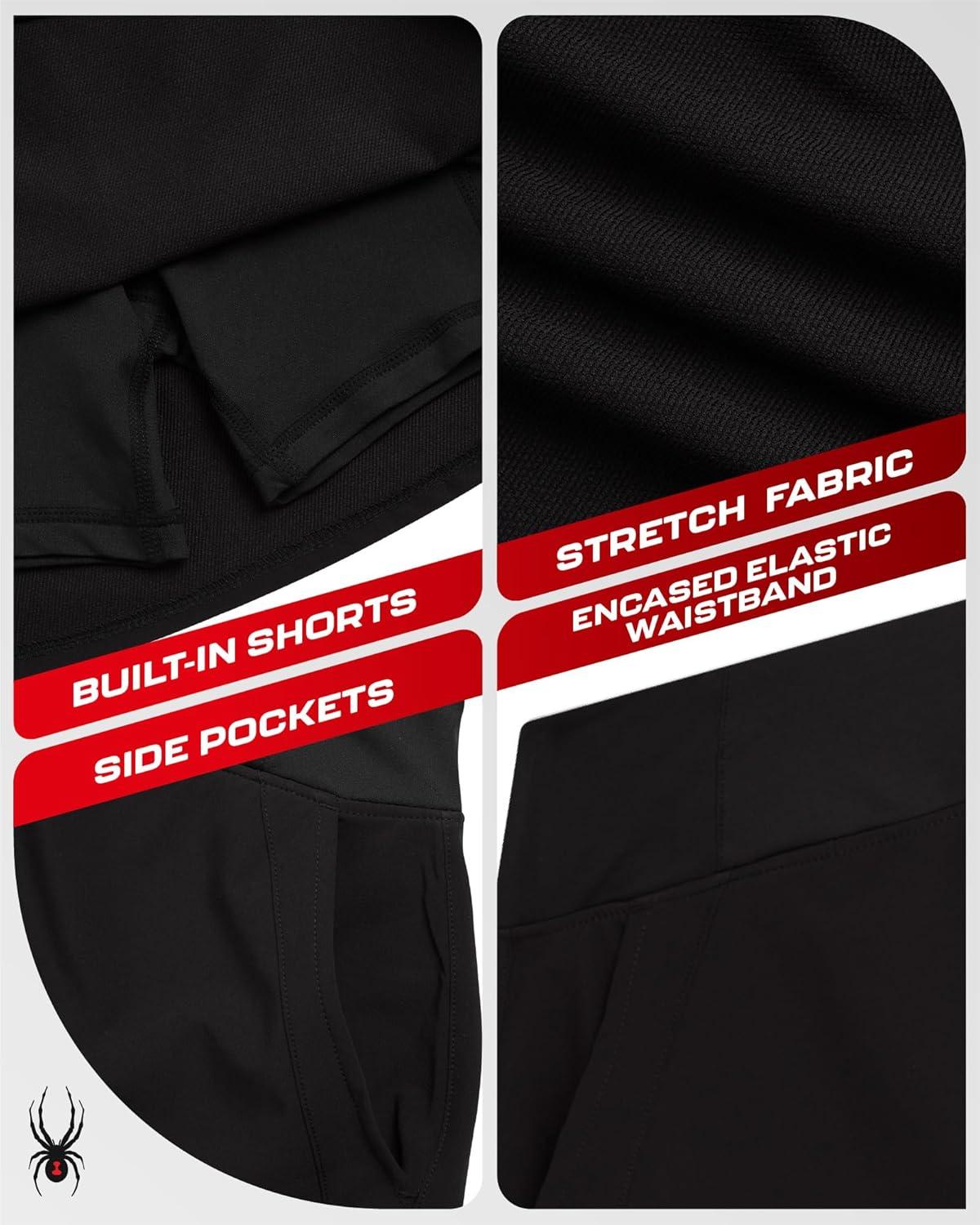 imageSpyder Womens Skort Athletic Stretch Mini Skorts for Women Performance Skirt with Built in Shorts for Golf and TennisBlack