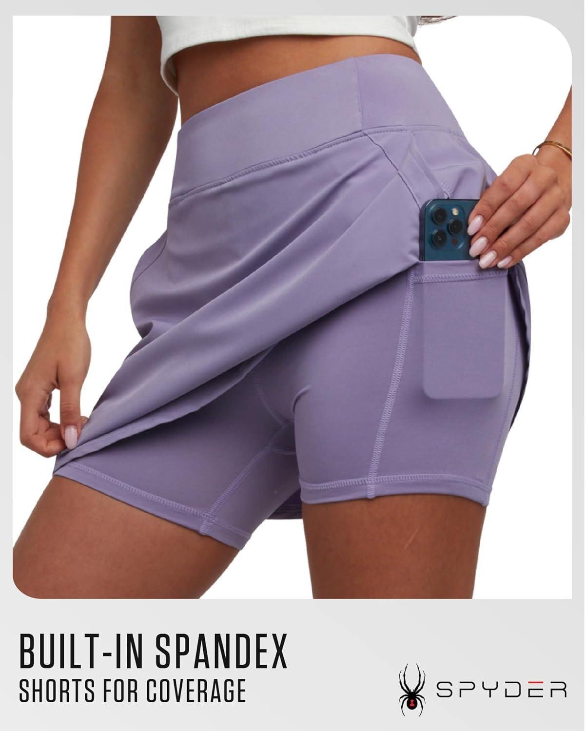 imageSpyder Womens Skort Athletic Stretch Mini Skorts for Women Performance Skirt with Built in Shorts for Golf and TennisCloud Purple