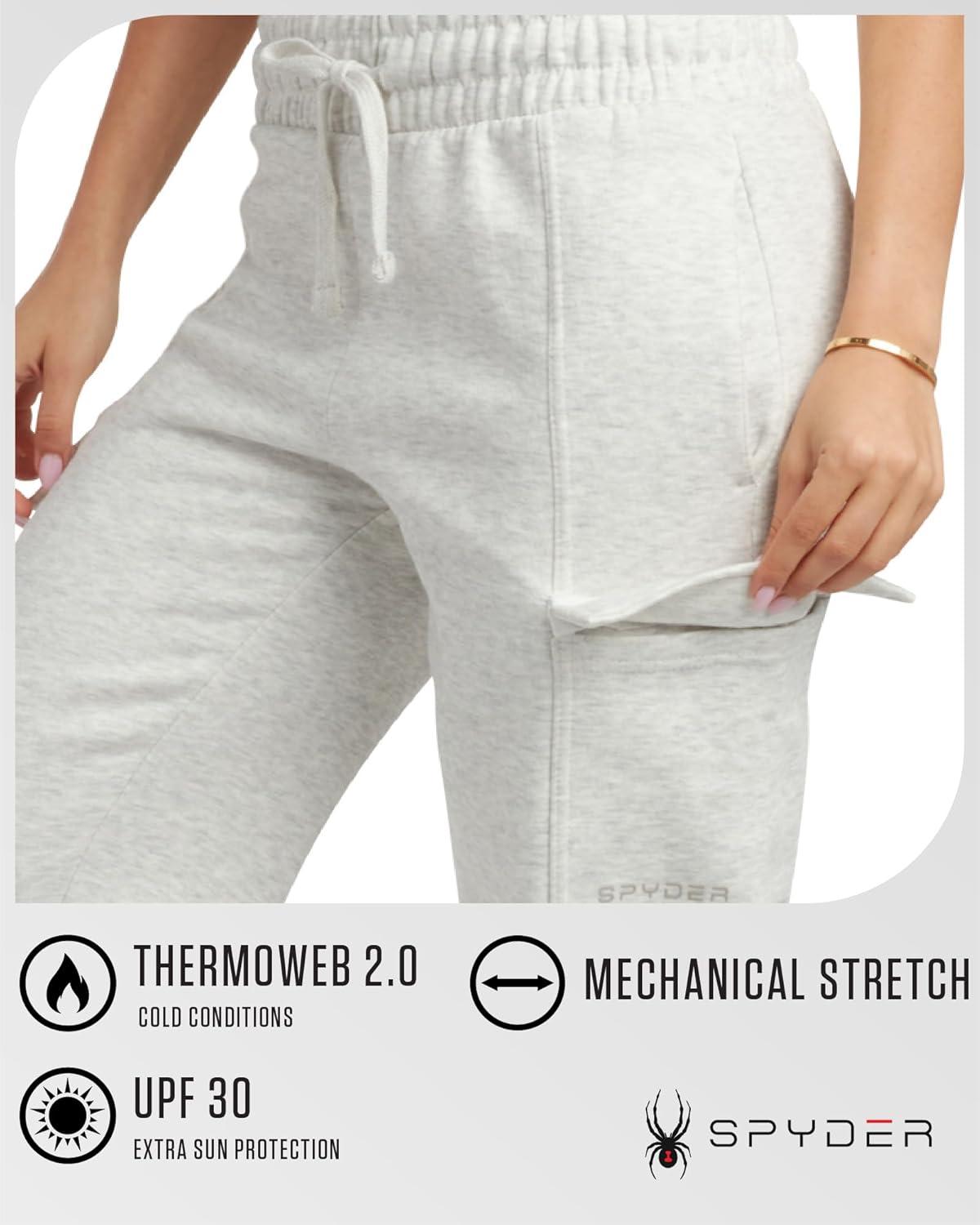 imageSpyder Womens Sweatpants Cozy Fleece Joggers Athletic Cargo Sweatpants for Women with Adjustable Drawstring Waist amp PocketsPearl