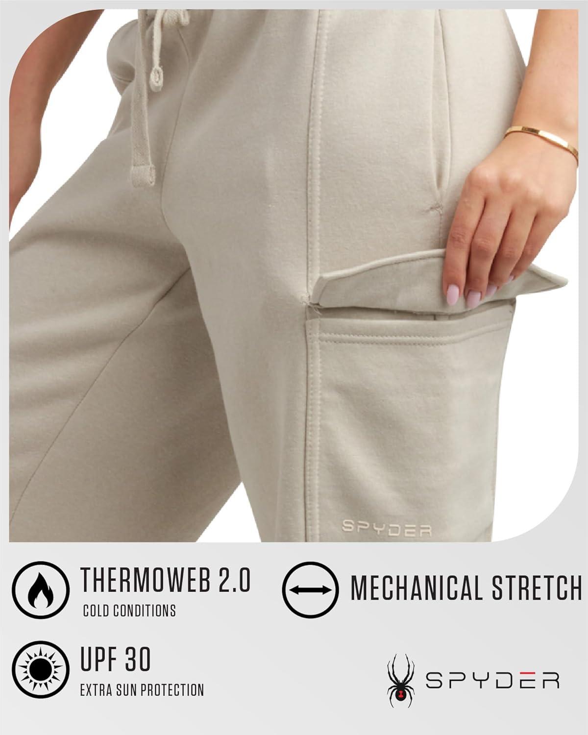 imageSpyder Womens Sweatpants Cozy Fleece Joggers Athletic Cargo Sweatpants for Women with Adjustable Drawstring Waist amp PocketsSandstorm