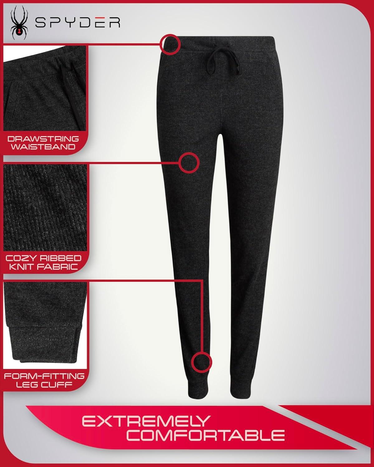 imageSpyder Womens Sweatpants Soft Brushed Fleece High Waisted Performance Womens Joggers with Pockets Drawstring amp Cuffed LegsBlack