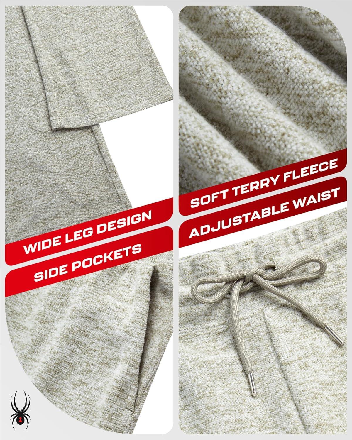 imageSpyder Womens Sweatpants Soft Terry Fleece Sweatpants Women Wide Leg Pants Woman Gym Casual Activewear with PocketsLight Olive