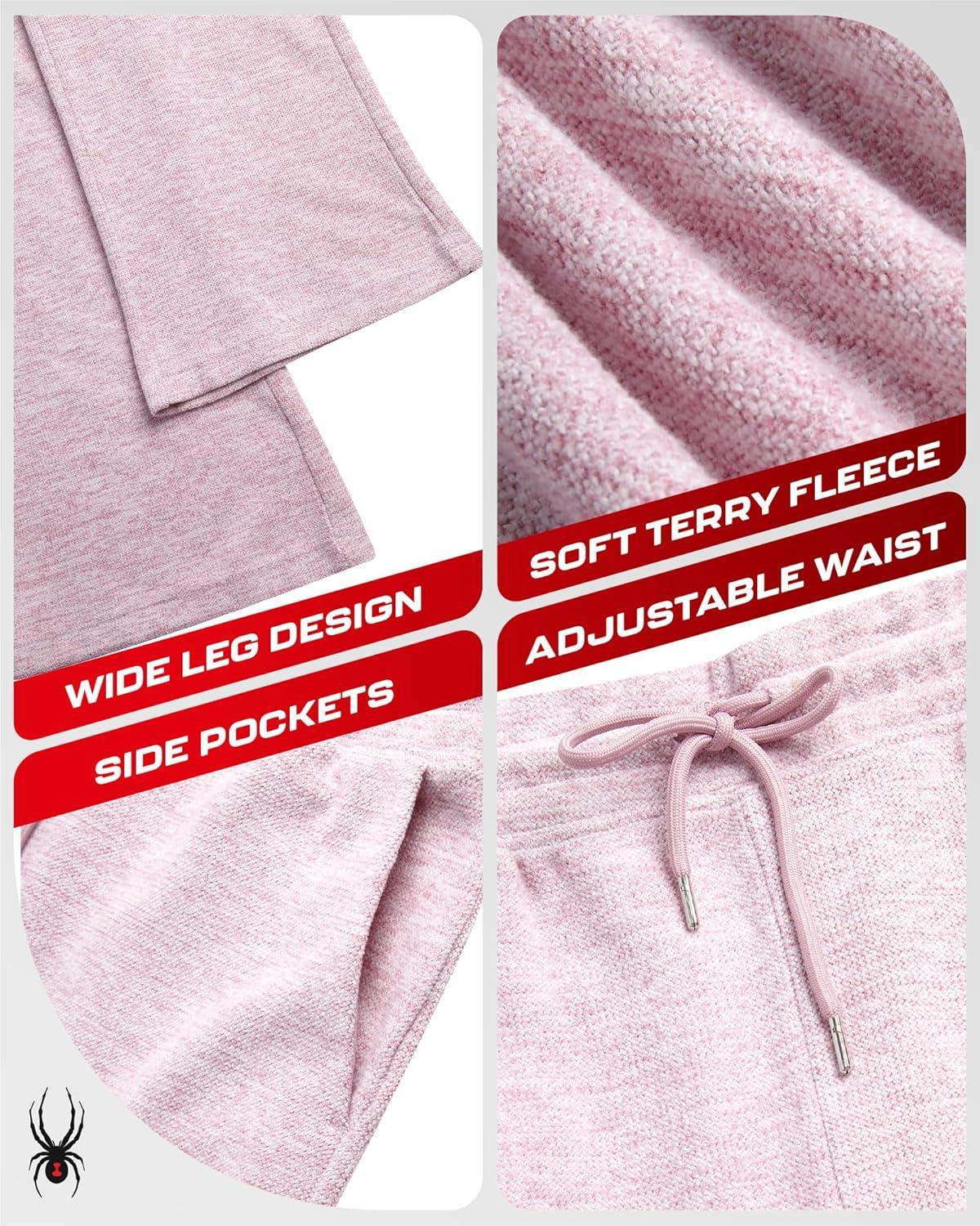 imageSpyder Womens Sweatpants Soft Terry Fleece Sweatpants Women Wide Leg Pants Woman Gym Casual Activewear with PocketsLilac