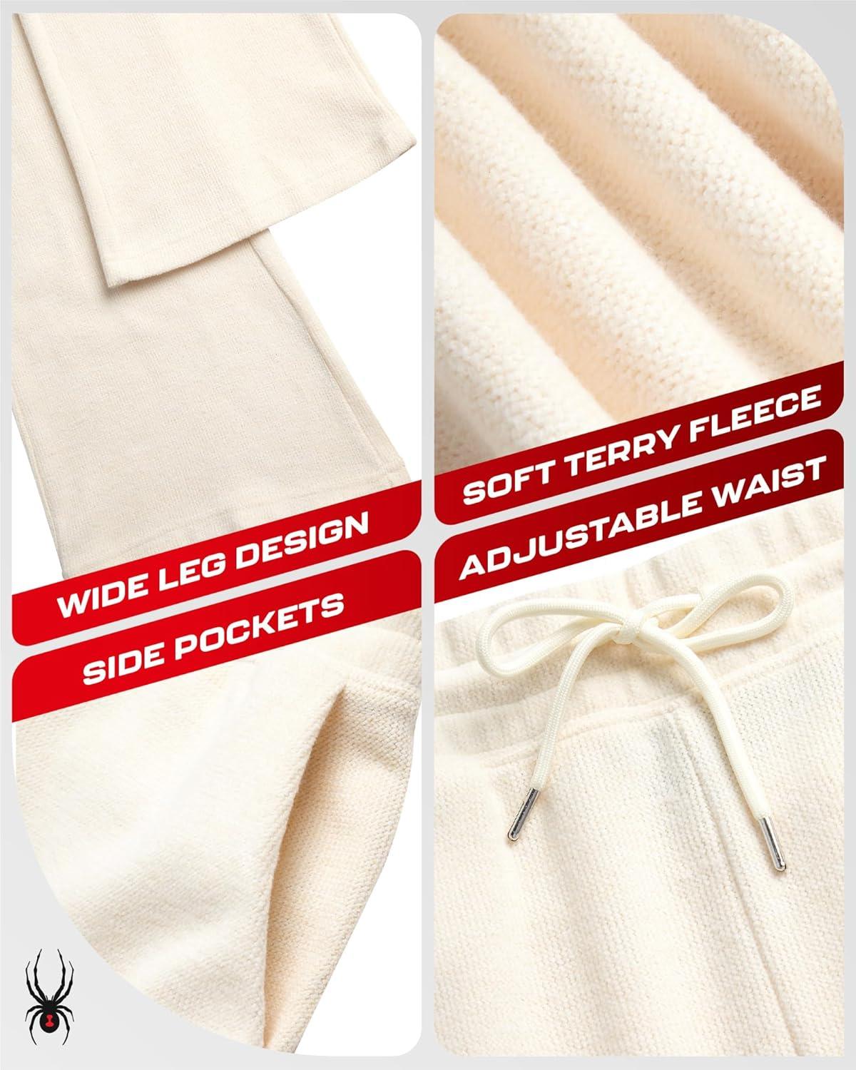 imageSpyder Womens Sweatpants Soft Terry Fleece Sweatpants Women Wide Leg Pants Woman Gym Casual Activewear with PocketsPearl