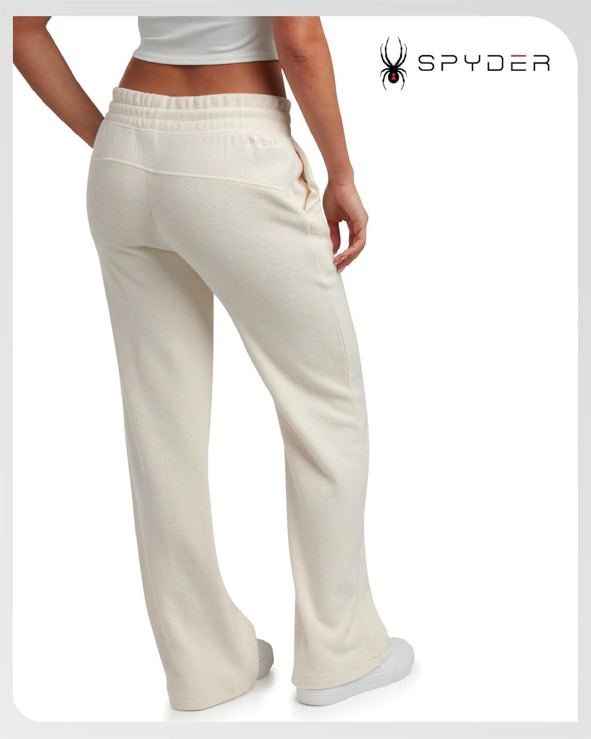 imageSpyder Womens Sweatpants Soft Terry Fleece Sweatpants Women Wide Leg Pants Woman Gym Casual Activewear with PocketsPearl