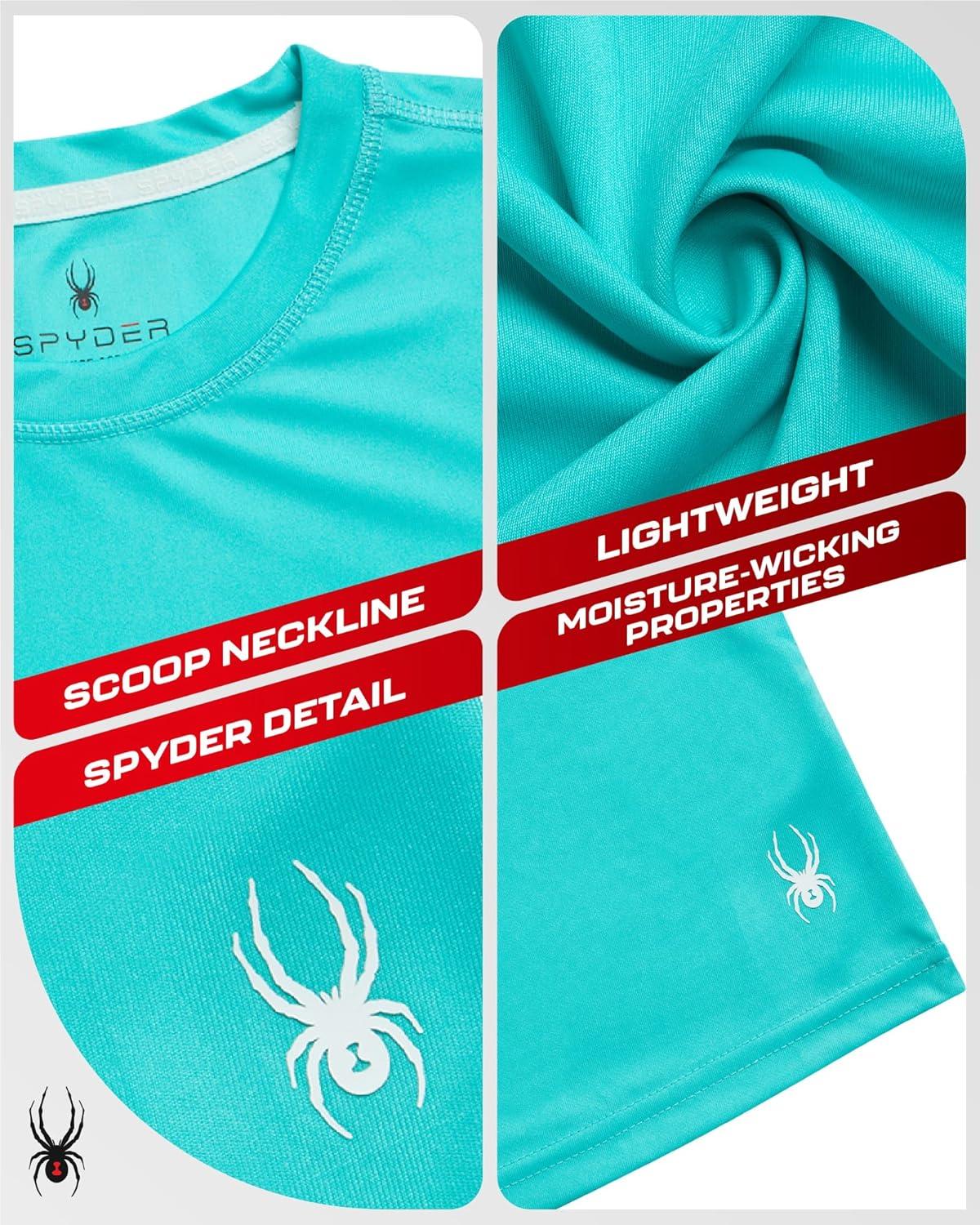 imageSpyder Womens Workout Tops Lightweight Moisture Wicking Crewneck Short Sleeve Athletic Running amp Workout Shirts for WomenAquamarine