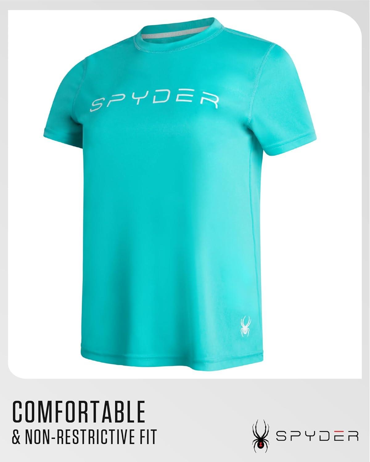 imageSpyder Womens Workout Tops Lightweight Moisture Wicking Crewneck Short Sleeve Athletic Running amp Workout Shirts for WomenAquamarine