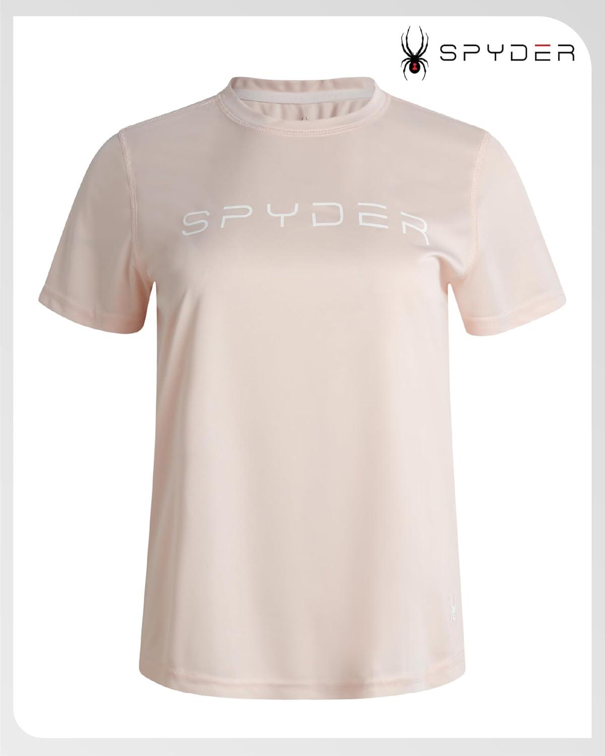 imageSpyder Womens Workout Tops Lightweight Moisture Wicking Crewneck Short Sleeve Athletic Running amp Workout Shirts for WomenPeach Blush