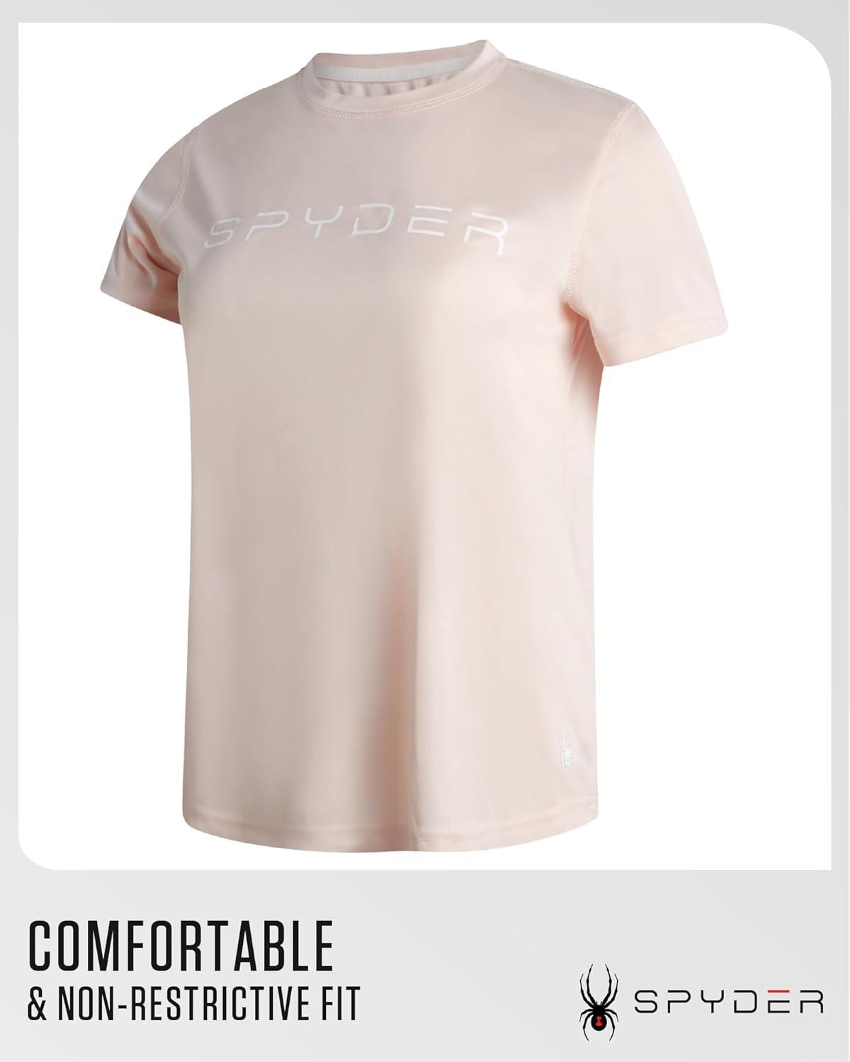 imageSpyder Womens Workout Tops Lightweight Moisture Wicking Crewneck Short Sleeve Athletic Running amp Workout Shirts for WomenPeach Blush