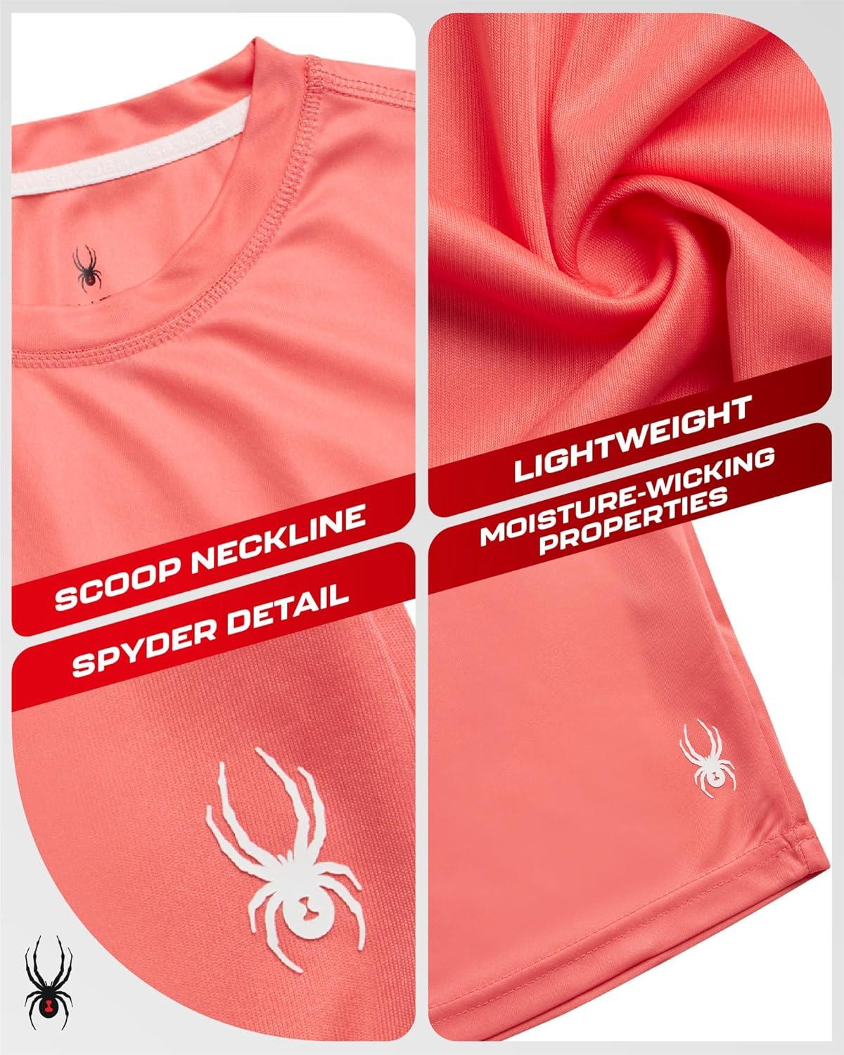 imageSpyder Womens Workout Tops Lightweight Moisture Wicking Crewneck Short Sleeve Athletic Running amp Workout Shirts for WomenPeach Bud