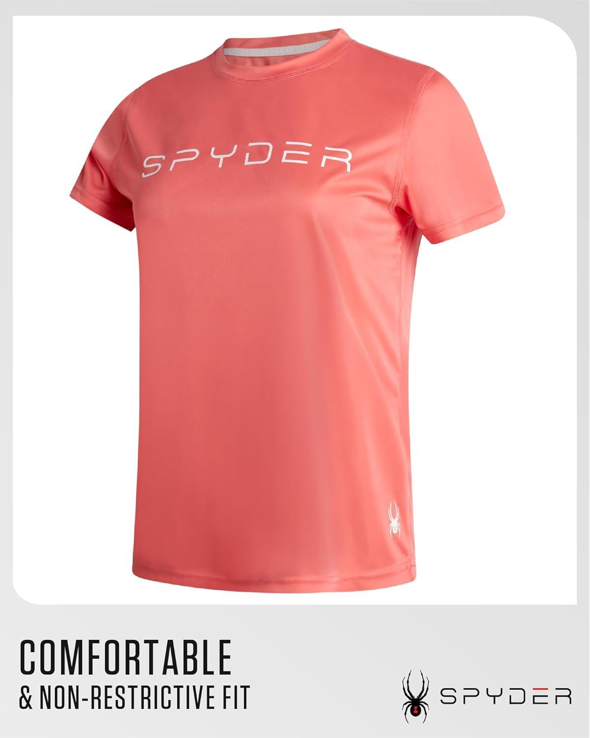 imageSpyder Womens Workout Tops Lightweight Moisture Wicking Crewneck Short Sleeve Athletic Running amp Workout Shirts for WomenPeach Bud