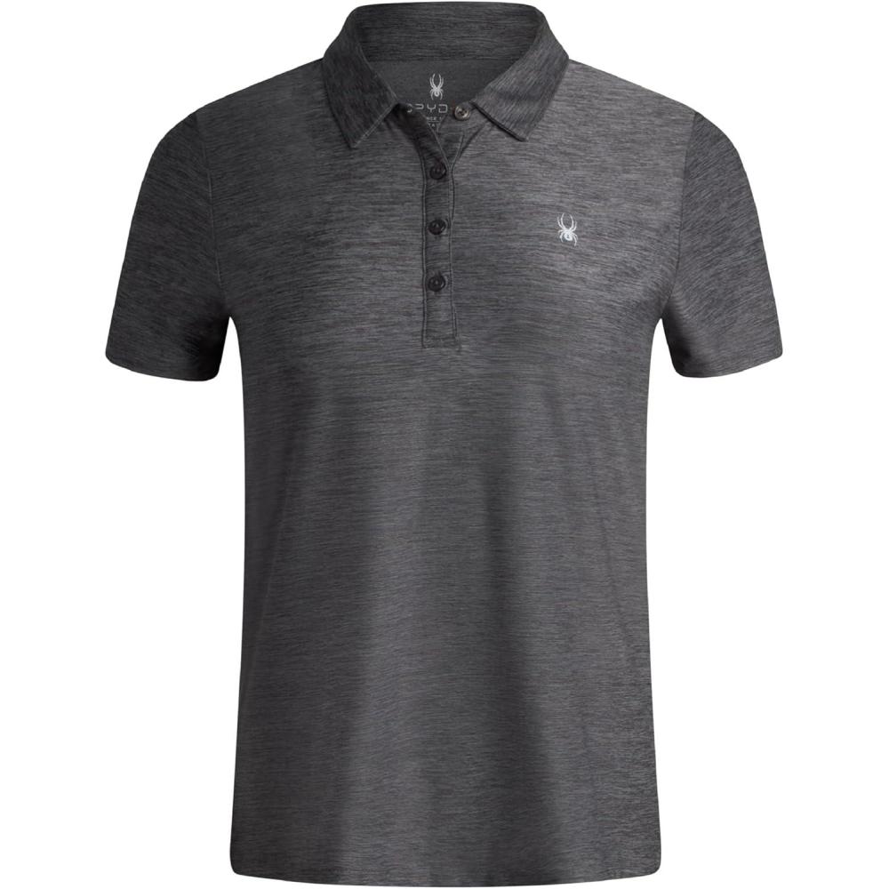imageSpyder Womens Golf Shirt Moisture Wicking Lightweight Stretch Sport Top Polo Shirts for Women with UPF 30 Sun ProtectionBlack