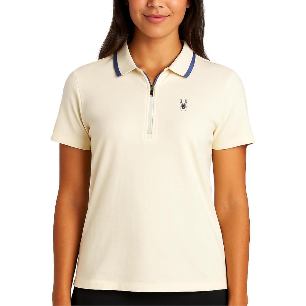 imageSpyder Womens Golf Tees  Lightweight Moisture Wicking Quarter Zip Collared Golf Polo Shirts for Women with UPF 30Pearl