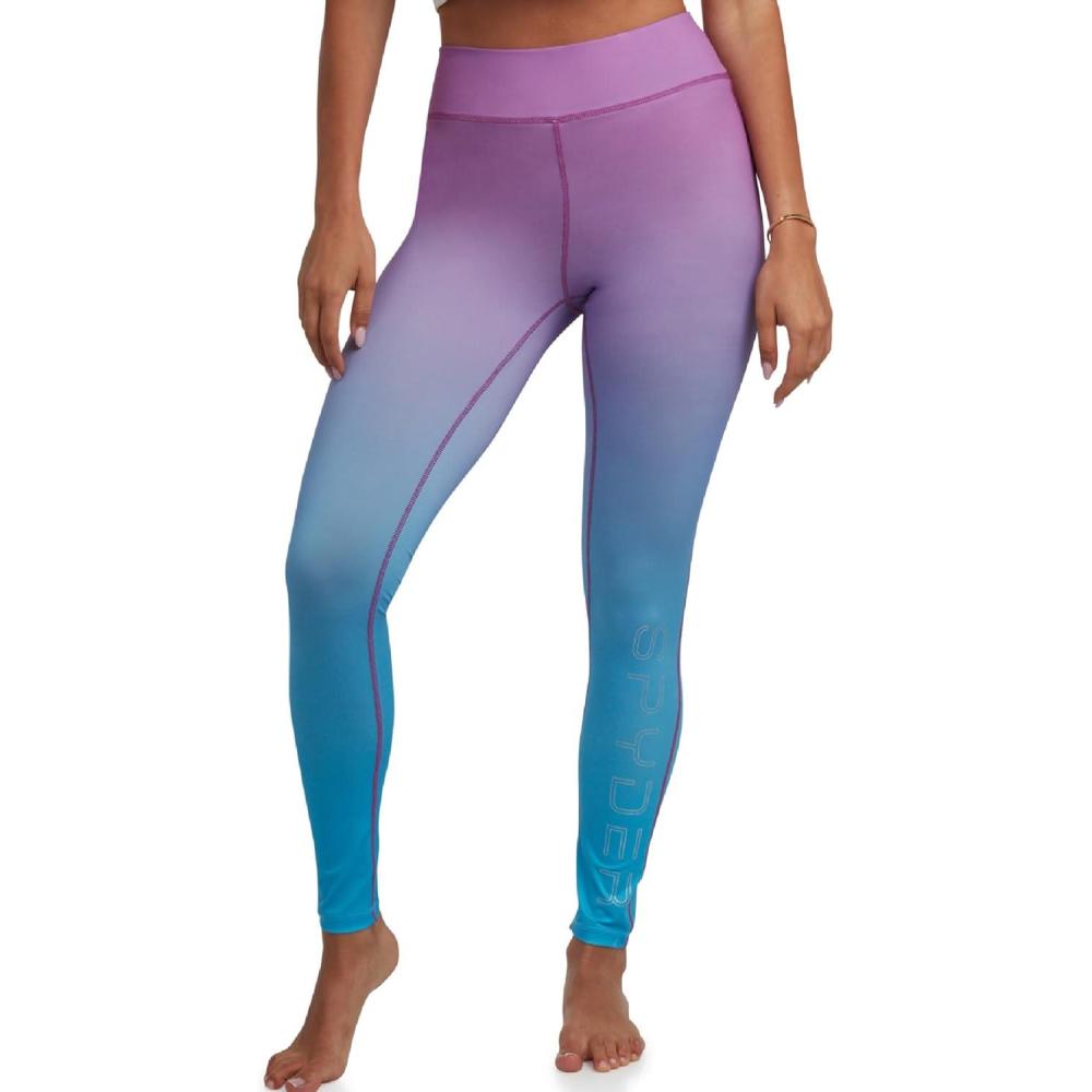 imageSpyder Womens Leggings Poly Span Knit UPF 50 Yoga Pants High Waisted Leggings for Women Tummy Control ActivewearAqua Haze