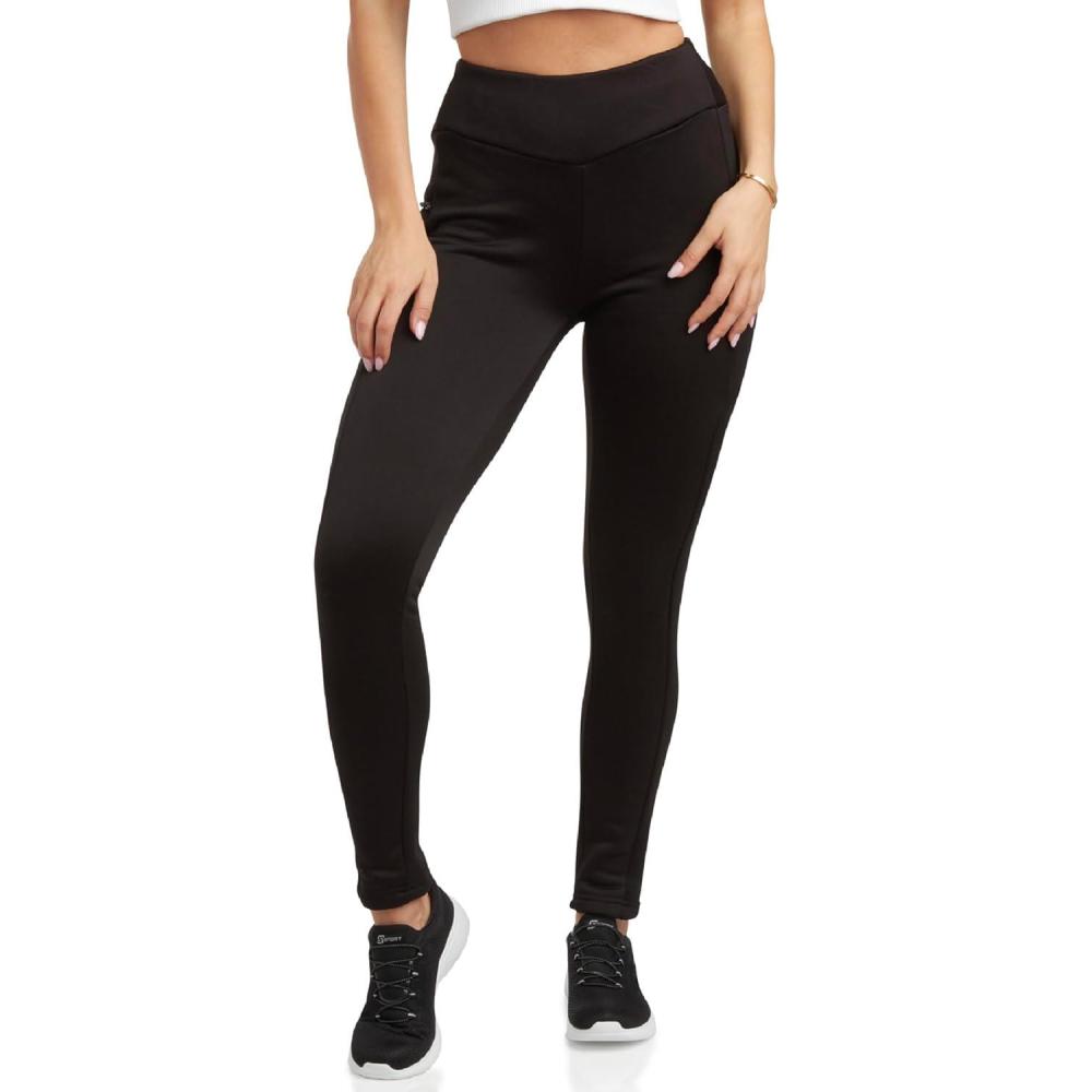 imageSpyder Womens Leggings Soft Fleece Leggings with Pockets for Women High Waisted Yoga Pants Workout Gym ActivewearBlack