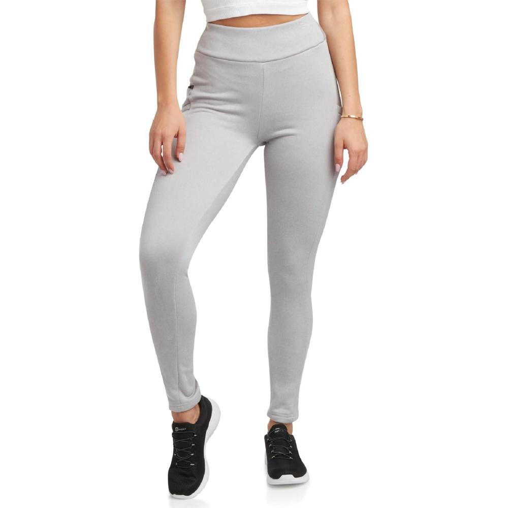 imageSpyder Womens Leggings Soft Fleece Leggings with Pockets for Women High Waisted Yoga Pants Workout Gym ActivewearLight Heather Grey