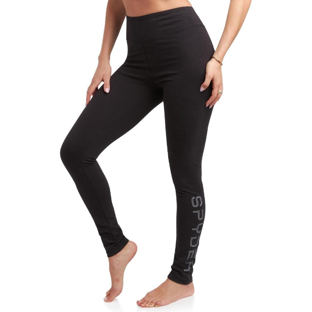 imageSpyder Womens Leggings Soft High Waisted Ankle Jersey Cotton Leggings for Women with 4Way Stretch Wide WaistbandBlack