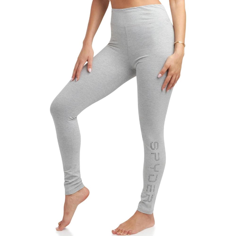 imageSpyder Womens Leggings Soft High Waisted Ankle Jersey Cotton Leggings for Women with 4Way Stretch Wide WaistbandLight Grey Heather
