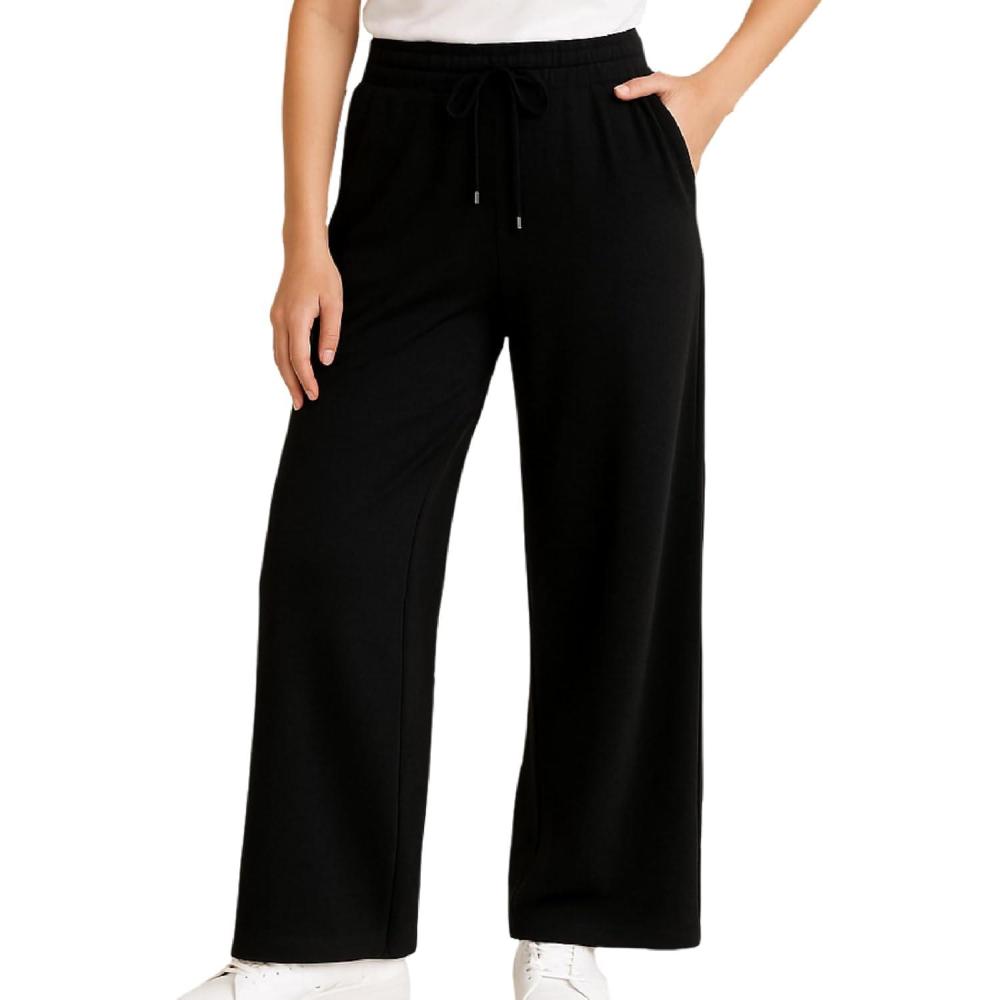 imageSpyder Womens Pants Double Knit Wide Leg Pants Woman with Pockets Drawstring Waistband Joggers Sweatpants WomenBlack