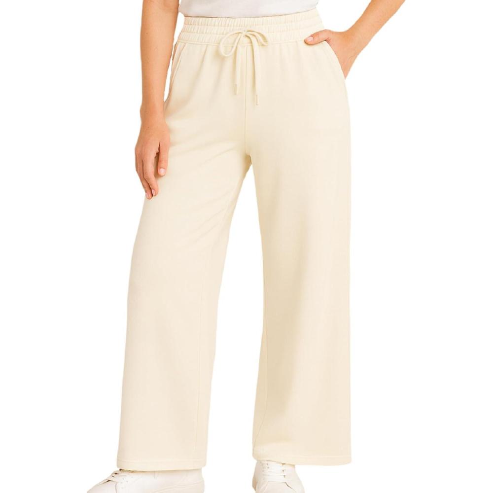 imageSpyder Womens Pants Double Knit Wide Leg Pants Woman with Pockets Drawstring Waistband Joggers Sweatpants WomenPearl