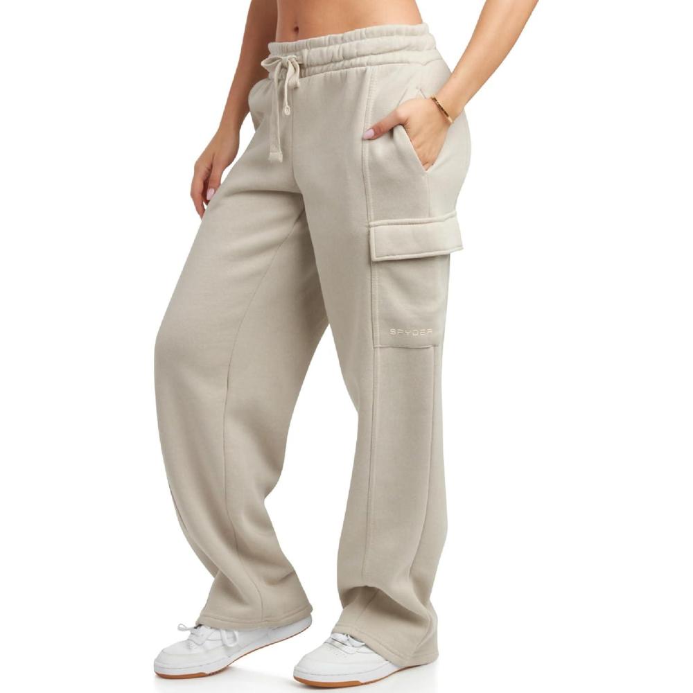 imageSpyder Womens Sweatpants Cozy Fleece Joggers Athletic Cargo Sweatpants for Women with Adjustable Drawstring Waist amp PocketsSandstorm