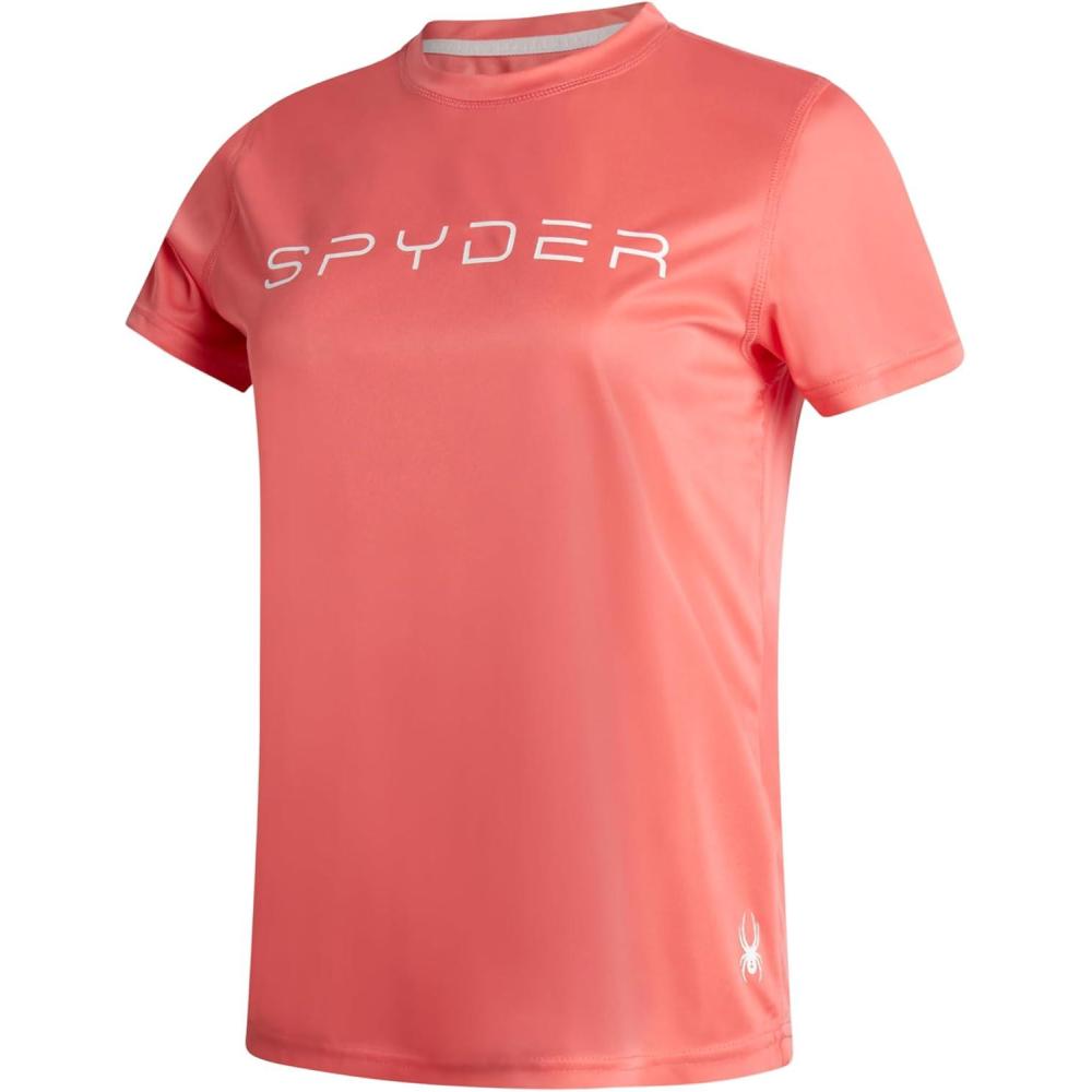 imageSpyder Womens Workout Tops Lightweight Moisture Wicking Crewneck Short Sleeve Athletic Running amp Workout Shirts for WomenPeach Bud