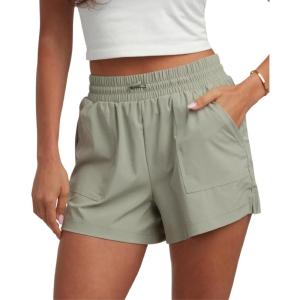 Spyder Womens Athletic Shorts – Lightweight Stretch Woven Pull On Running Shorts for Women with Built in Liner(Light Olive)