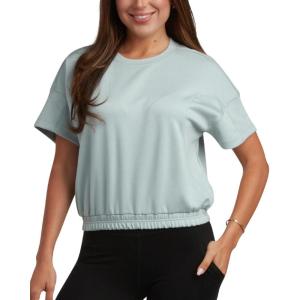 Spyder Womens Cinched Hem Crop Tops – Breathable Smooth Short Sleeve Shirts for Women Crewneck Cute Crop Tops Basic Tees(Slate Blue)