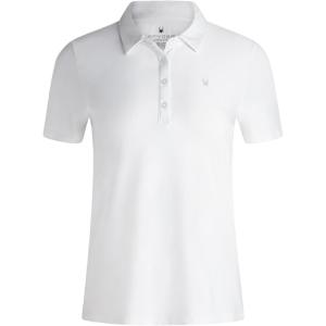 Spyder Womens Golf Shirt – Moisture Wicking Lightweight Stretch Sport Top Polo Shirts for Women with UPF 30+ Sun Protection(White)