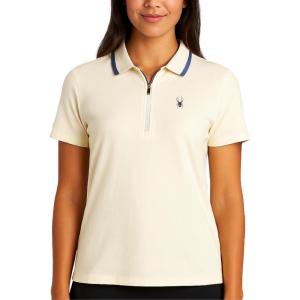 Spyder Womens Golf Tees – Lightweight Moisture Wicking Quarter Zip Collared Golf Polo Shirts for Women with UPF 30+(Pearl)