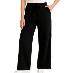 Spyder Womens Pants – Double Knit Wide Leg Pants Woman with Pockets Drawstring Waistband Joggers Sweatpants Women(Black)
