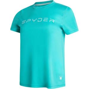 Spyder Womens Workout Tops – Lightweight Moisture Wicking Crewneck Short Sleeve Athletic Running & Workout Shirts for Women(Aquamarine)