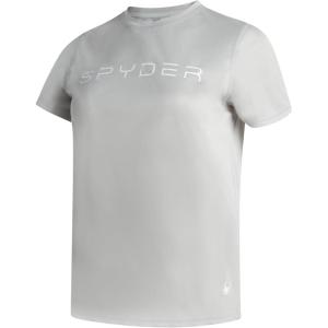 Spyder Womens Workout Tops – Lightweight Moisture Wicking Crewneck Short Sleeve Athletic Running & Workout Shirts for Women(Daze Grey)