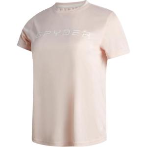 Spyder Womens Workout Tops – Lightweight Moisture Wicking Crewneck Short Sleeve Athletic Running & Workout Shirts for Women(Peach Blush)