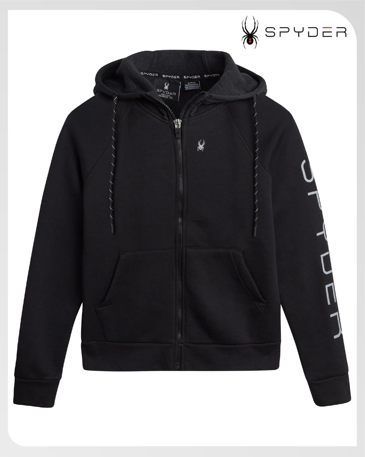 imageSpyder Womens Fleece Hoodie Athletic Performance Full Zip Up Soft Fleece Hooded Sweatshirt Available in Plus SizesBlack