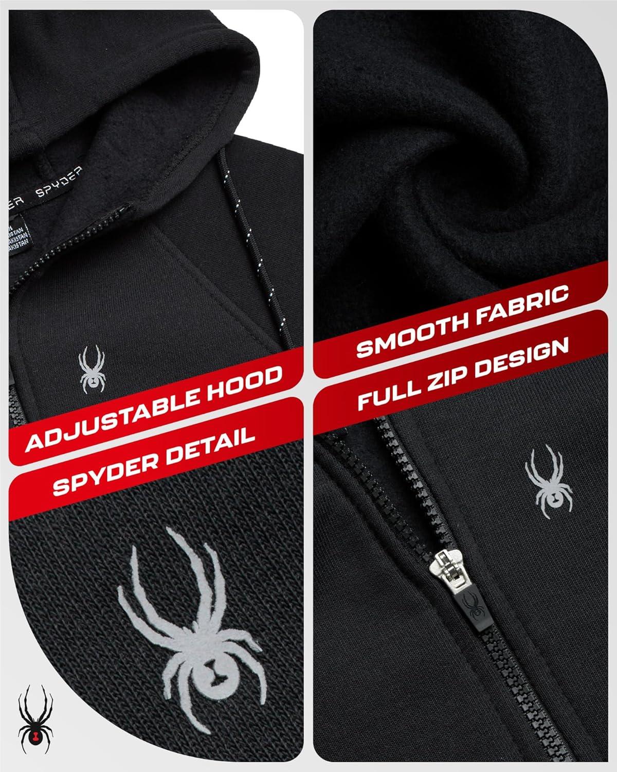 imageSpyder Womens Fleece Hoodie Athletic Performance Full Zip Up Soft Fleece Hooded Sweatshirt Available in Plus SizesBlack