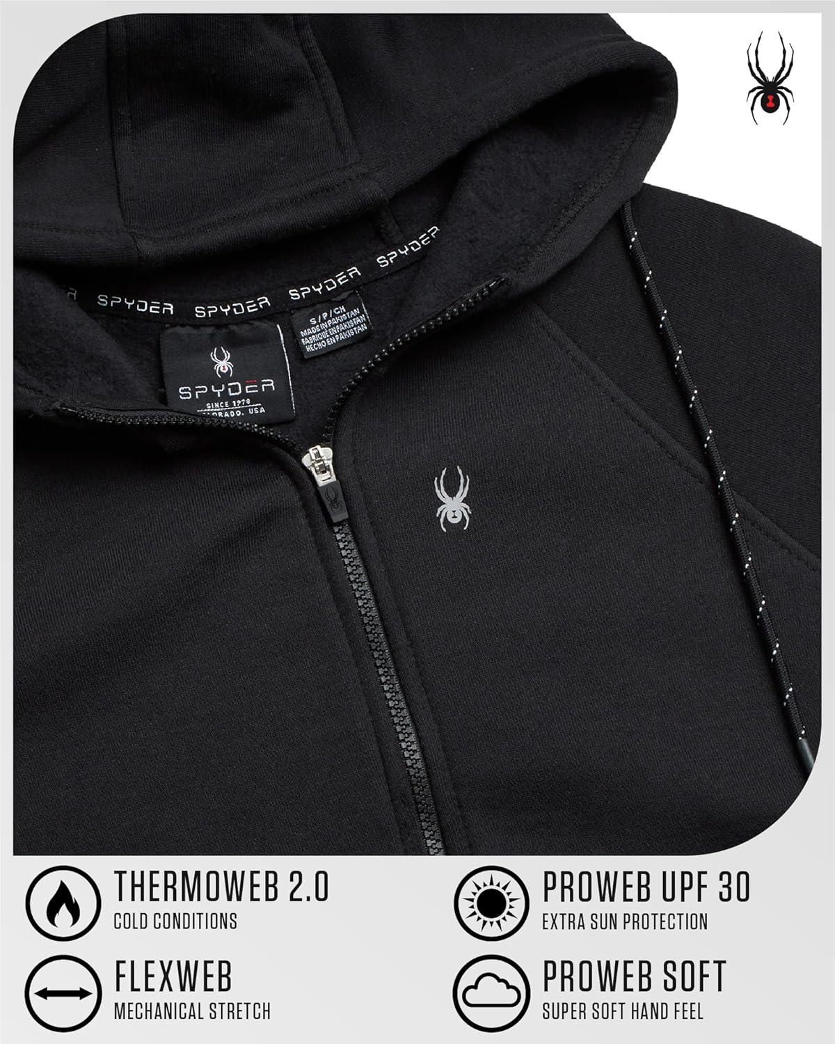 imageSpyder Womens Fleece Hoodie Athletic Performance Full Zip Up Soft Fleece Hooded Sweatshirt Available in Plus SizesBlack