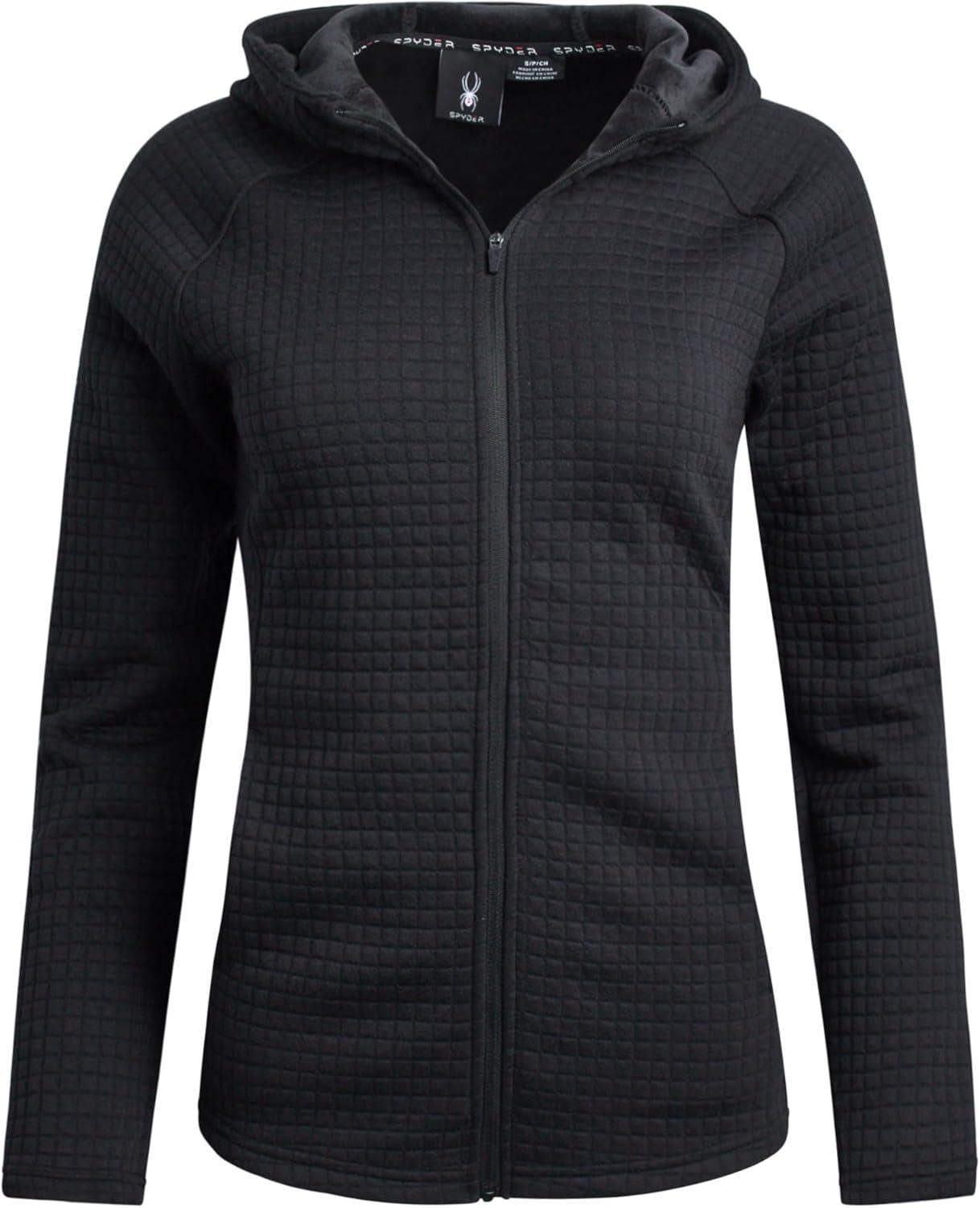 imageSpyder Womens Fleece Sweatshirt UPF 30 Athletic Fleece Zip Up Wind Resistant Sweatshirt Cozy Knit Hoodies for WomenBlack