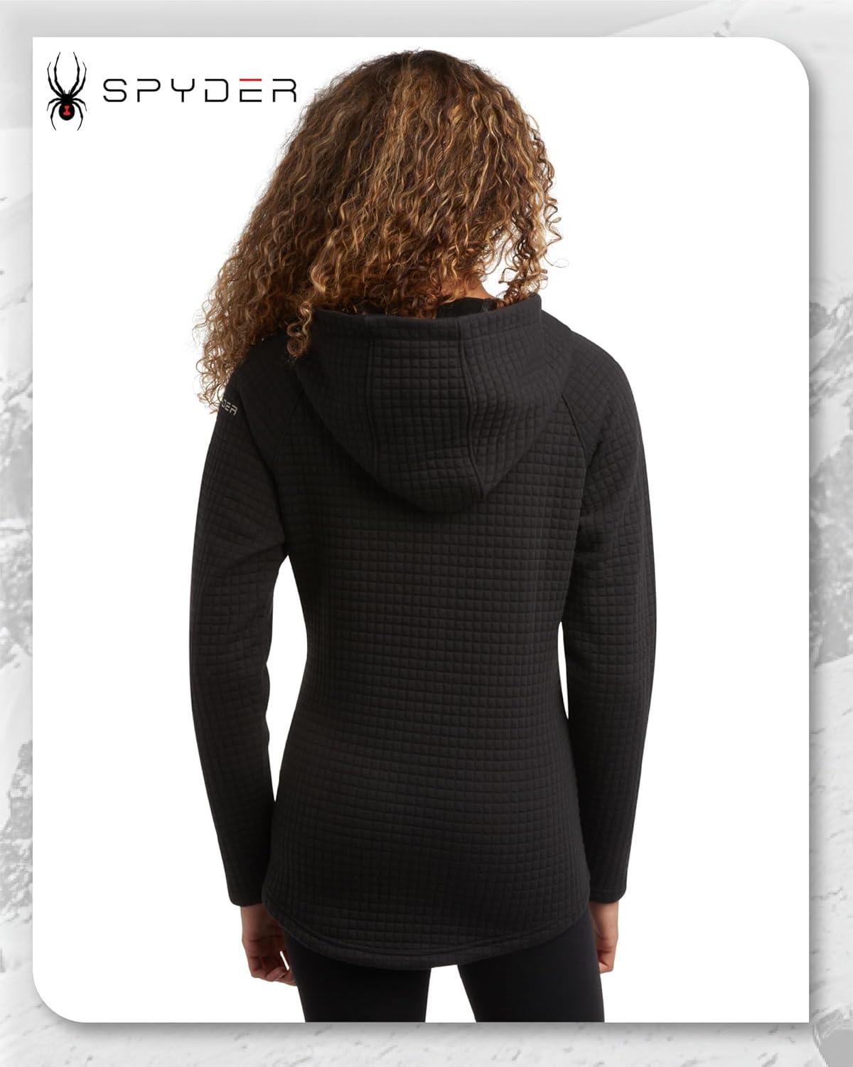 imageSpyder Womens Fleece Sweatshirt UPF 30 Athletic Fleece Zip Up Wind Resistant Sweatshirt Cozy Knit Hoodies for WomenBlack