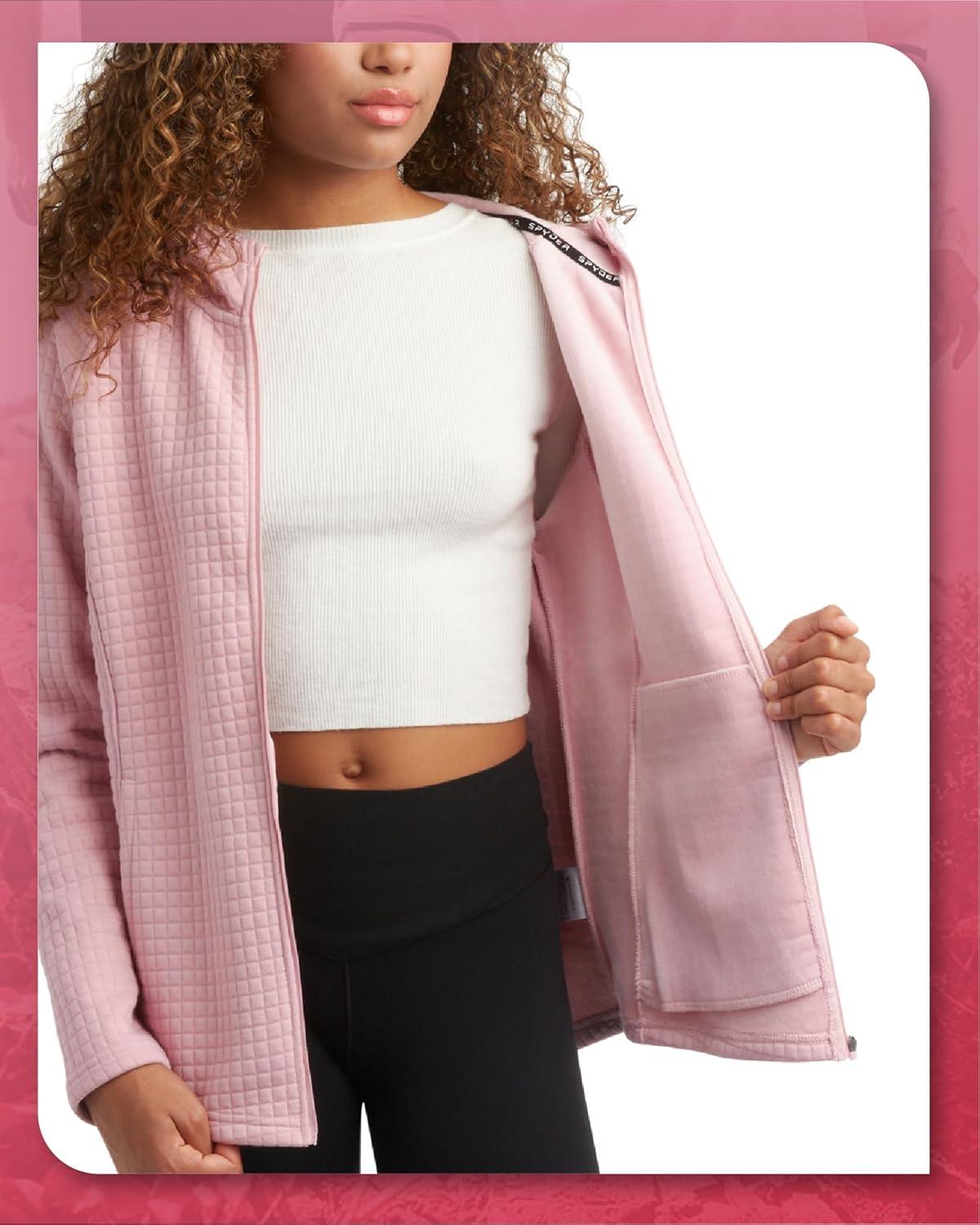 imageSpyder Womens Fleece Sweatshirt UPF 30 Athletic Fleece Zip Up Wind Resistant Sweatshirt Cozy Knit Hoodies for WomenMauve Rose