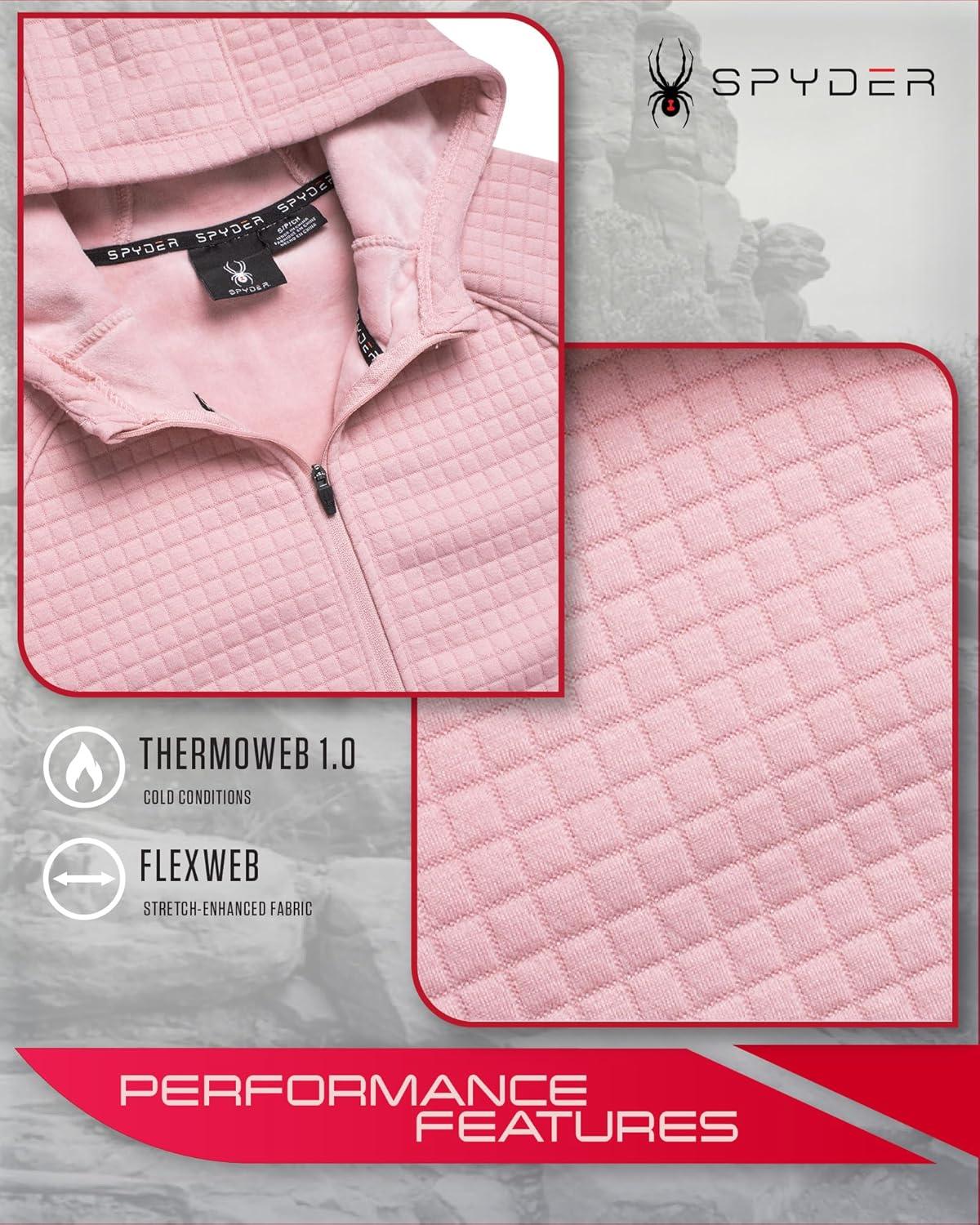 imageSpyder Womens Fleece Sweatshirt UPF 30 Athletic Fleece Zip Up Wind Resistant Sweatshirt Cozy Knit Hoodies for WomenMauve Rose