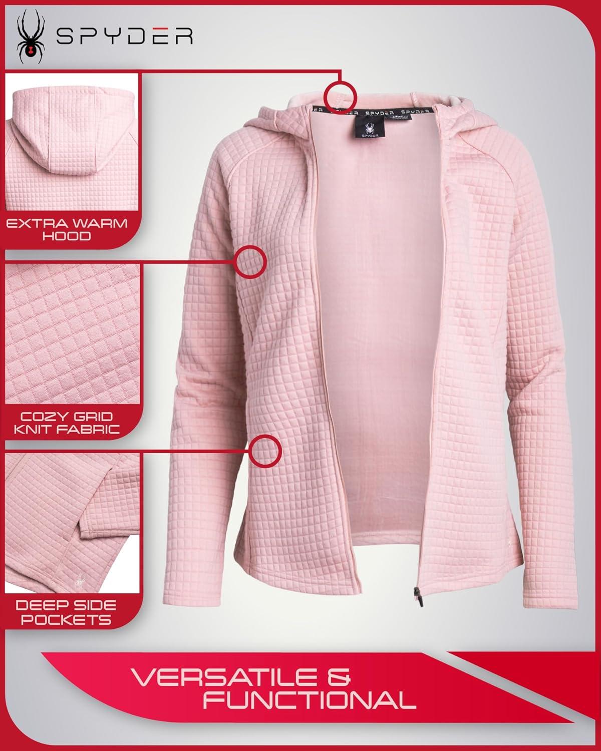 imageSpyder Womens Fleece Sweatshirt UPF 30 Athletic Fleece Zip Up Wind Resistant Sweatshirt Cozy Knit Hoodies for WomenMauve Rose
