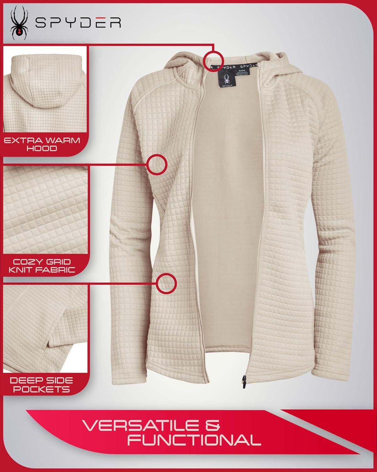 imageSpyder Womens Fleece Sweatshirt UPF 30 Athletic Fleece Zip Up Wind Resistant Sweatshirt Cozy Knit Hoodies for WomenSandstorm