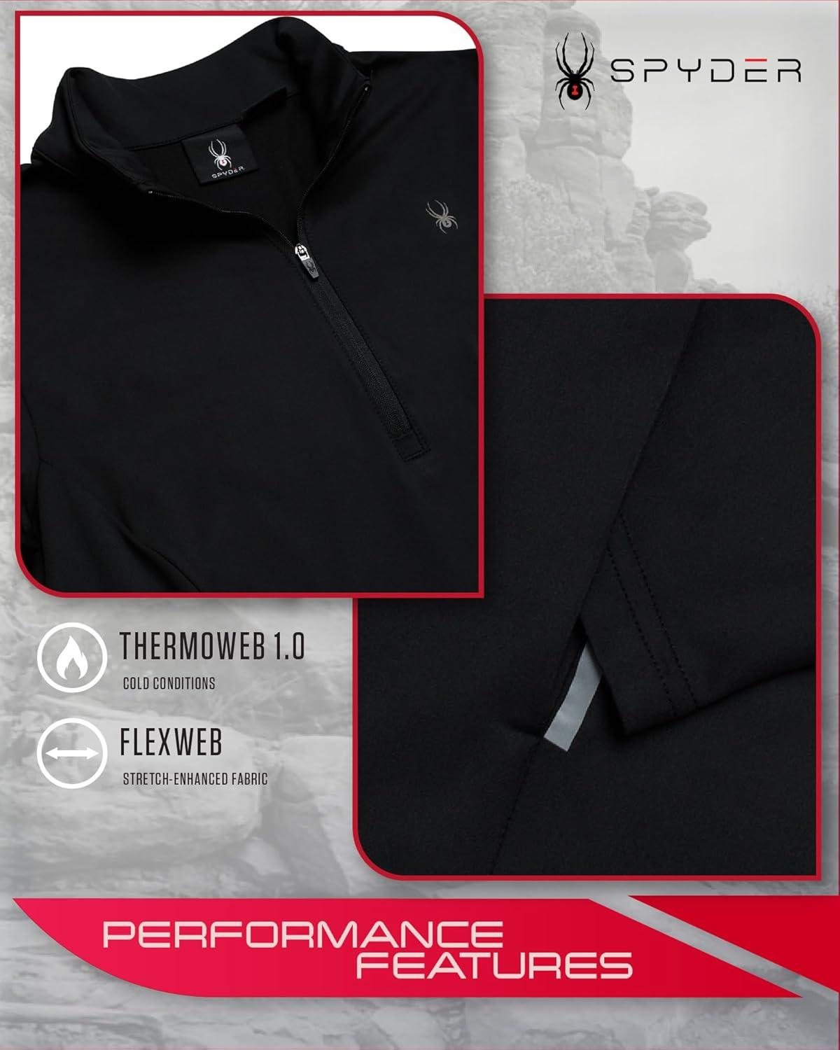 imageSpyder Womens Quarter Zip Pullover Performance Fleece 14 Zipper Mock Neck Sweatshirt Athletic Quarter Zip Pullover WomenBlack