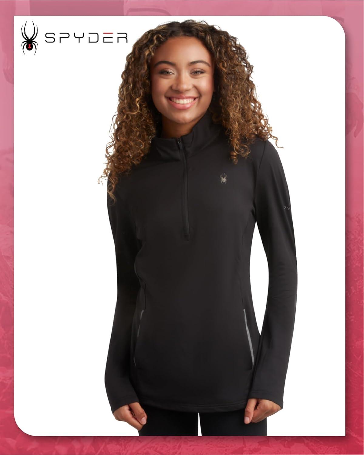 imageSpyder Womens Quarter Zip Pullover Performance Fleece 14 Zipper Mock Neck Sweatshirt Athletic Quarter Zip Pullover WomenBlack