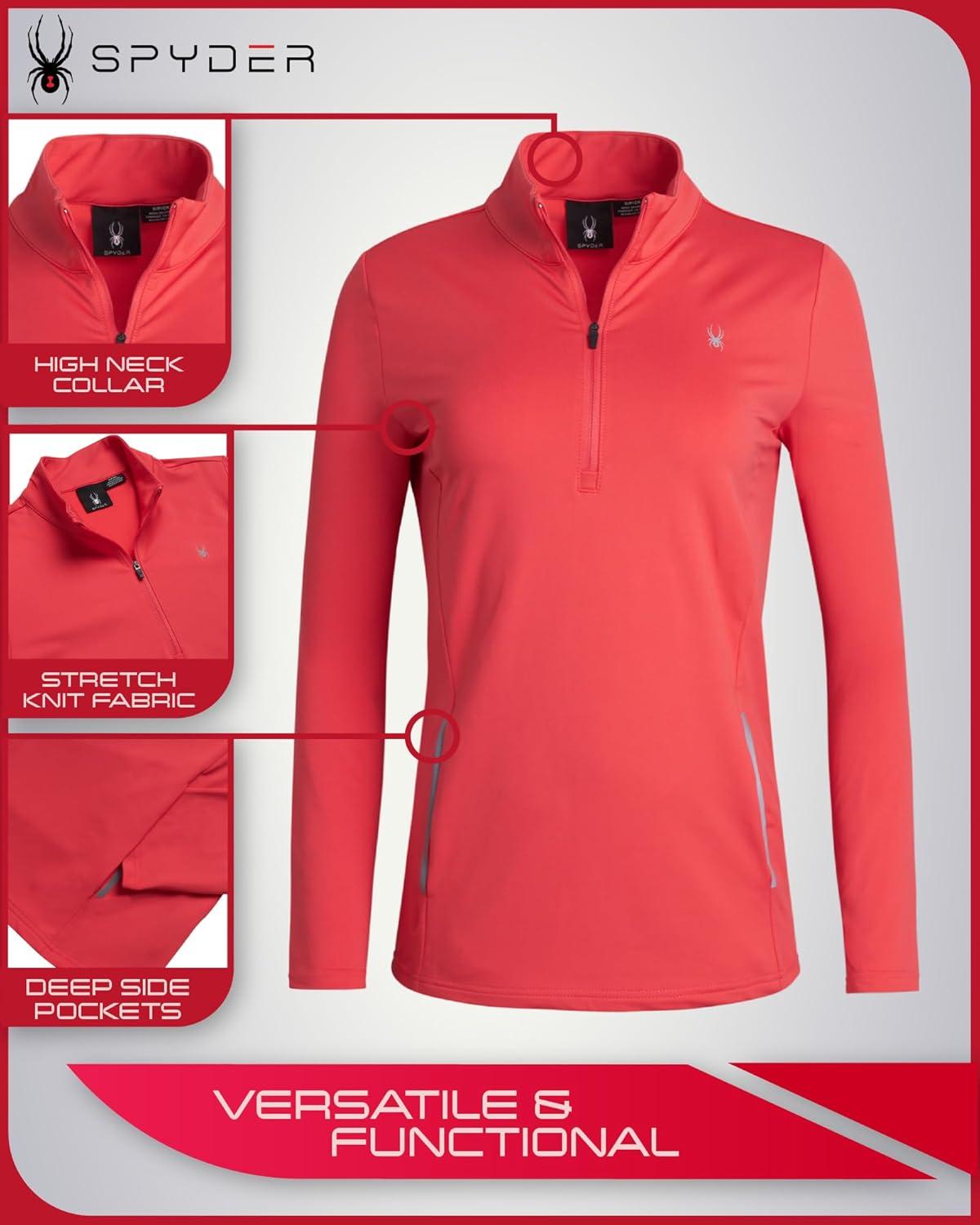imageSpyder Womens Quarter Zip Pullover Performance Fleece 14 Zipper Mock Neck Sweatshirt Athletic Quarter Zip Pullover WomenCayenne