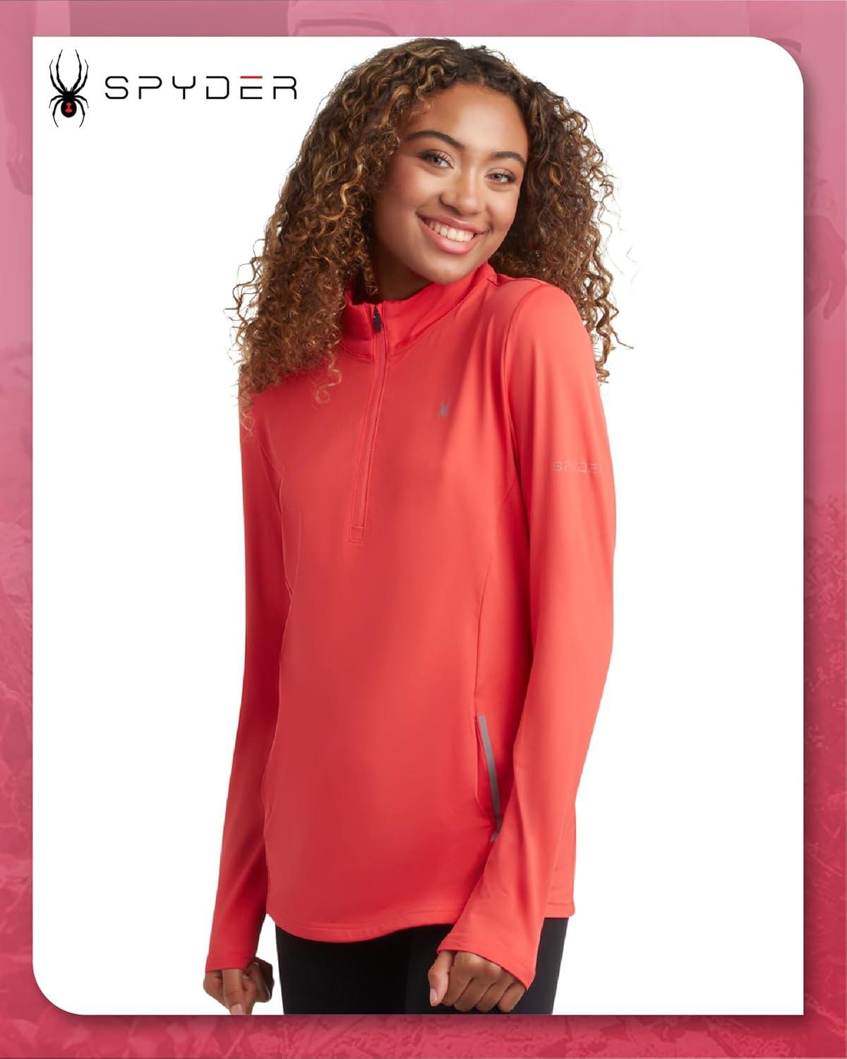 imageSpyder Womens Quarter Zip Pullover Performance Fleece 14 Zipper Mock Neck Sweatshirt Athletic Quarter Zip Pullover WomenCayenne